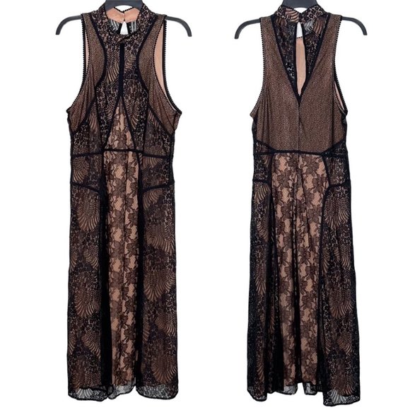 Anthropologie Structured Lace Double Slit Midi Dress in Black Women’s Size 14 - Picture 5 of 16